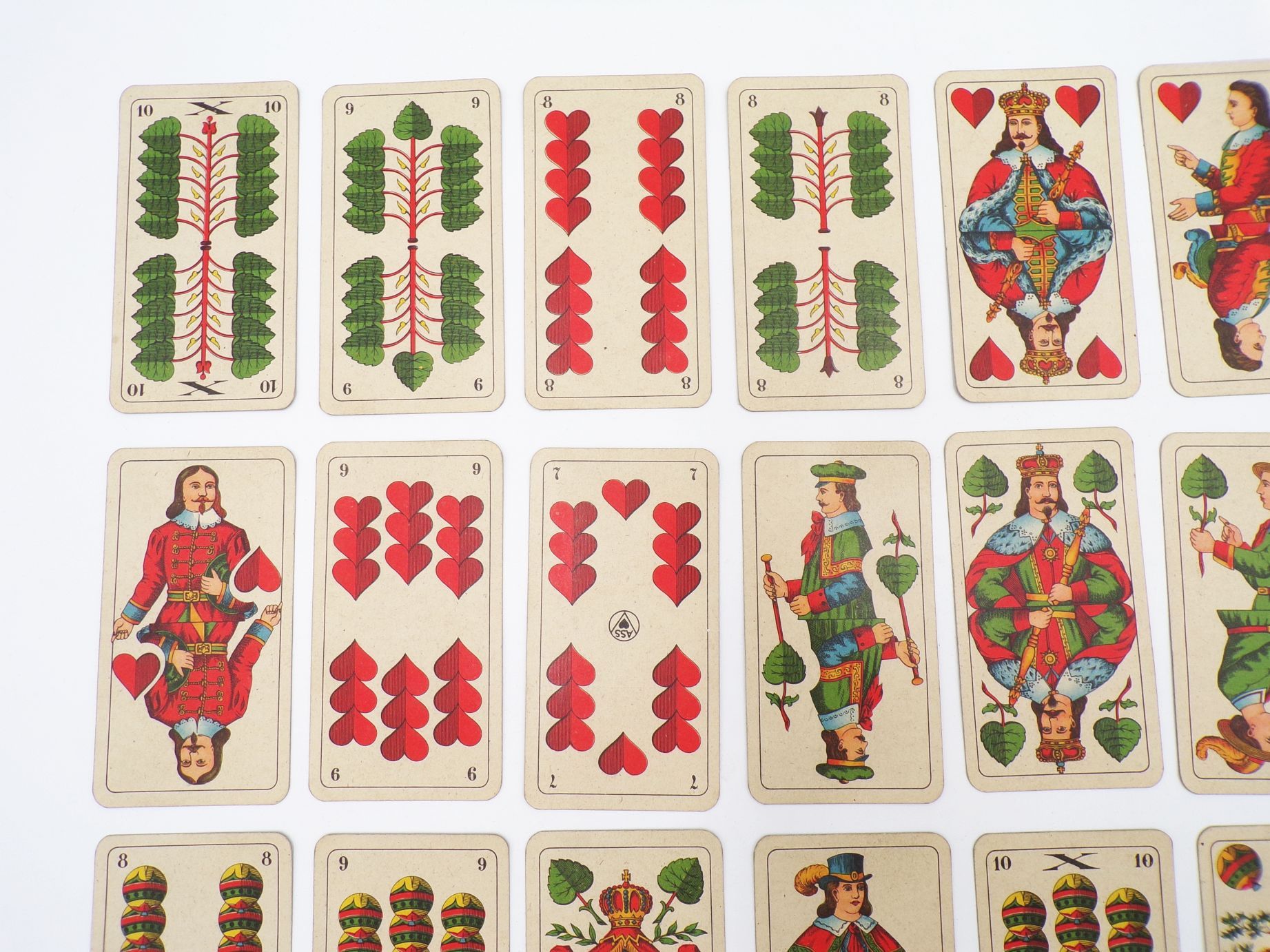 Sächsisches Doppelbild Skat Kartenspiel 32 Blatt Nummer 128 ASS
