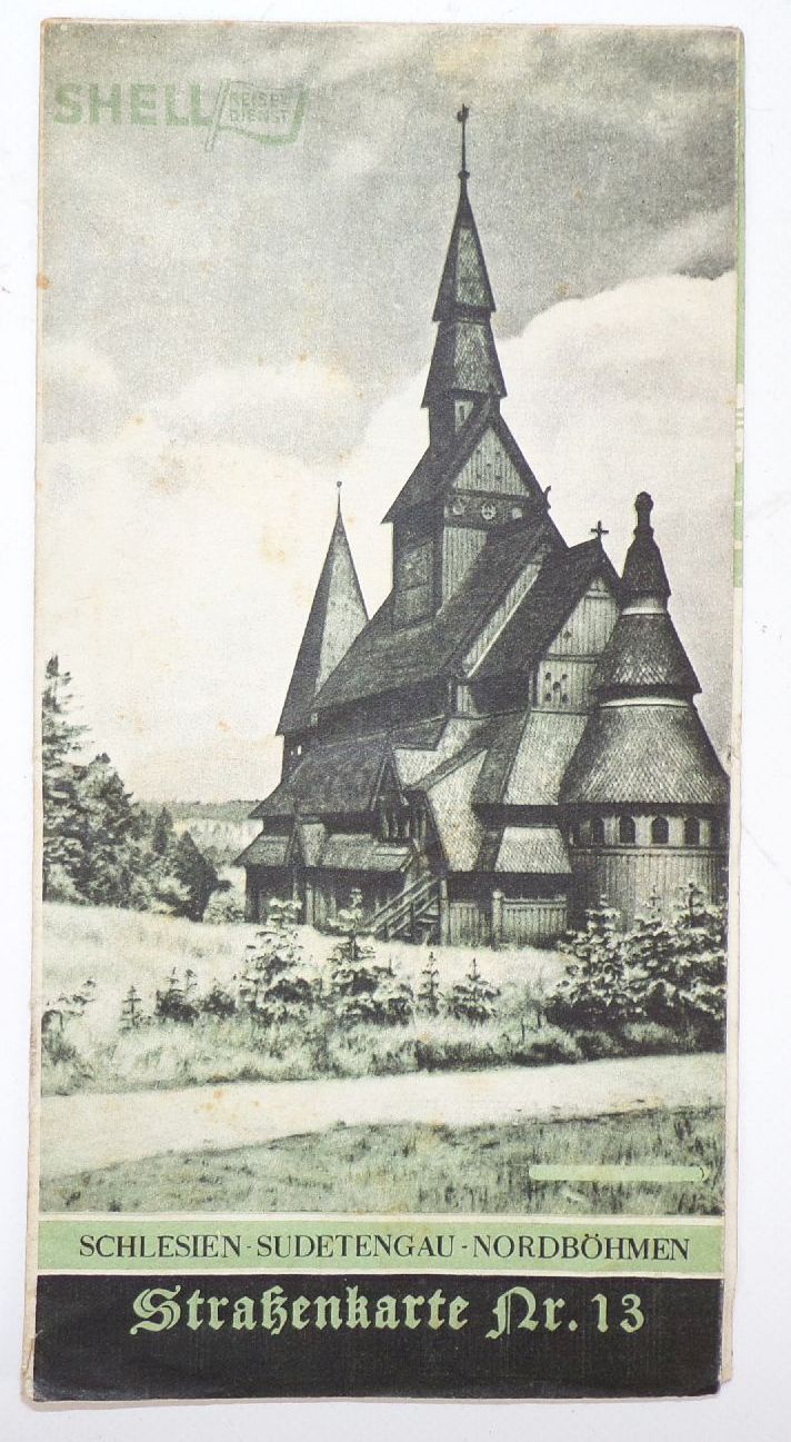Shell Schlesien Sudetengau Nordböhmen Straßenkarte Reisedienst 1930 er 