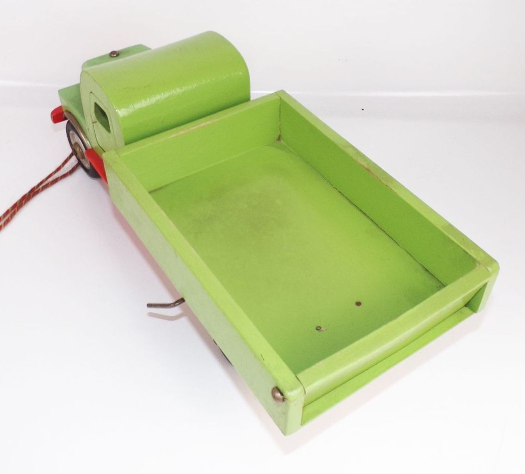 Alter Holz Lastwagen Pritschenwagen Grün Holzspielzeug DDR