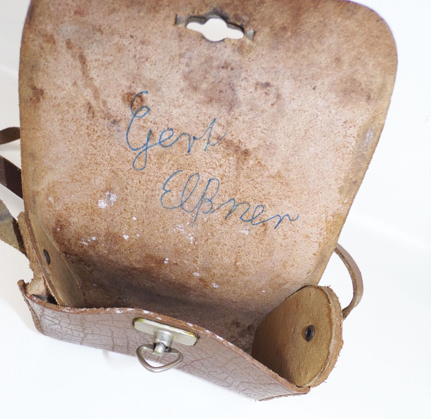 Alte Leder Brottasche Frühstückstasche Umhängetasche Brusttasche Ledertasche