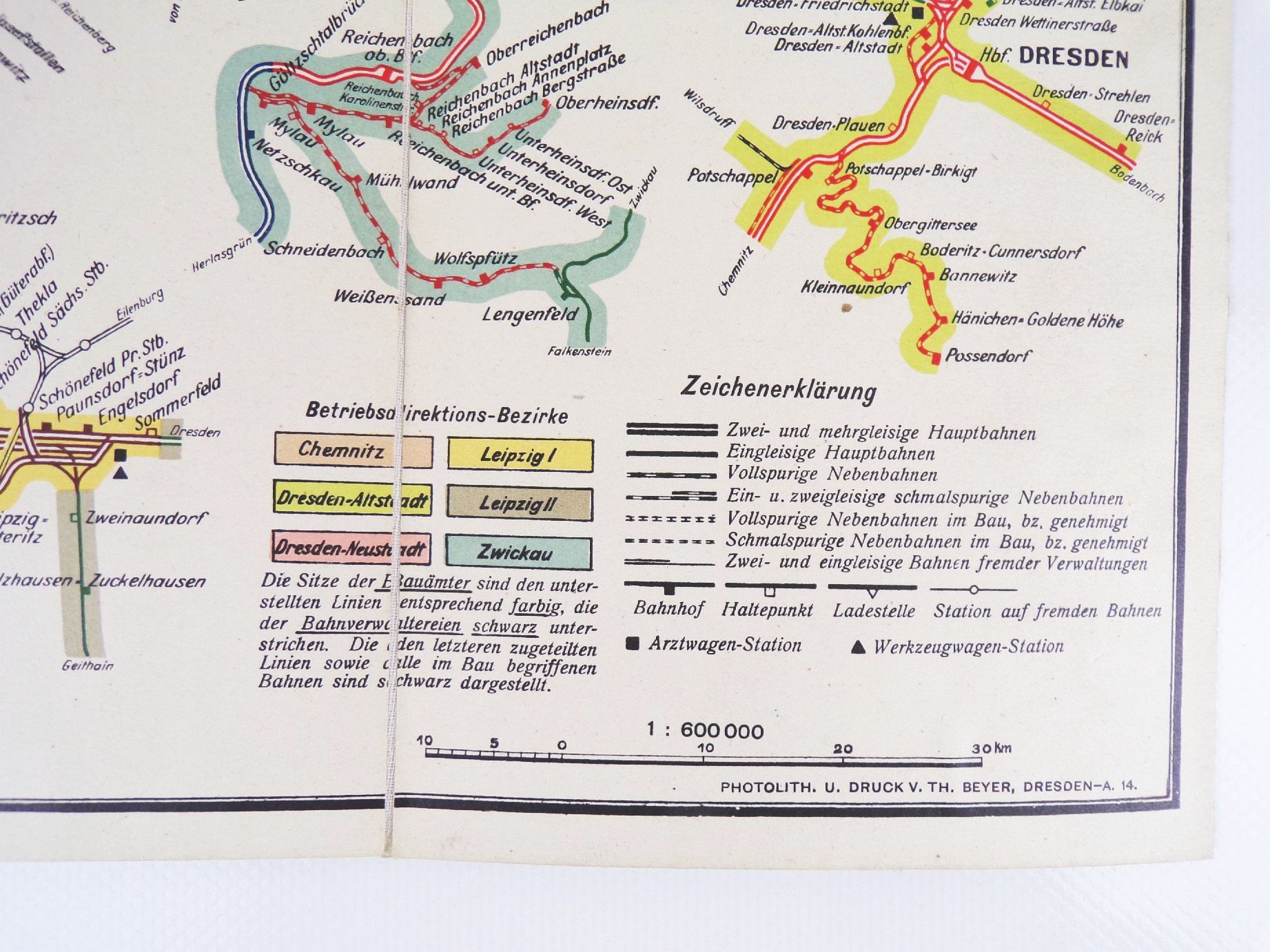 Karte königliche sächsische Staatseisenbahn 1914 Eisenbahn