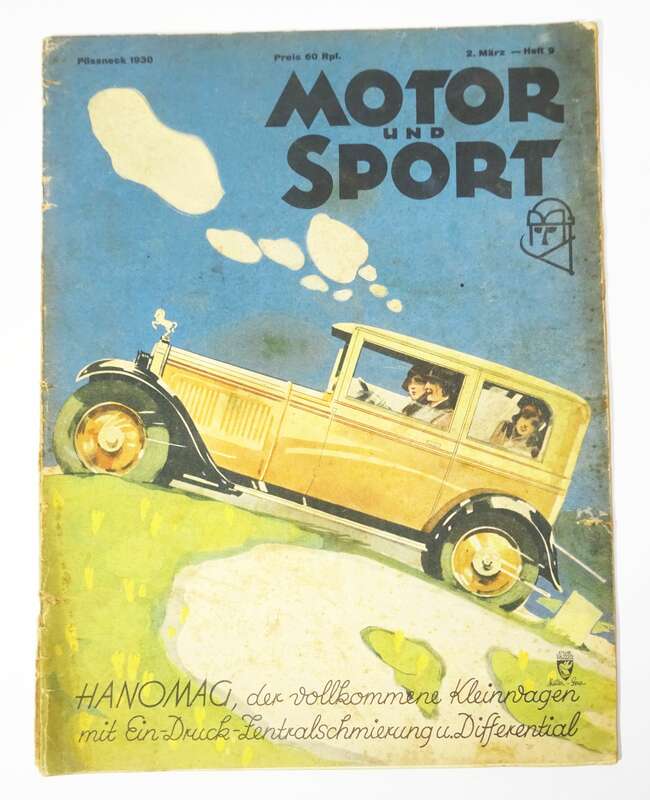 Motor und Sport Heft 9  1930 Hanomag neue Standard Modelle Gasturbine 
