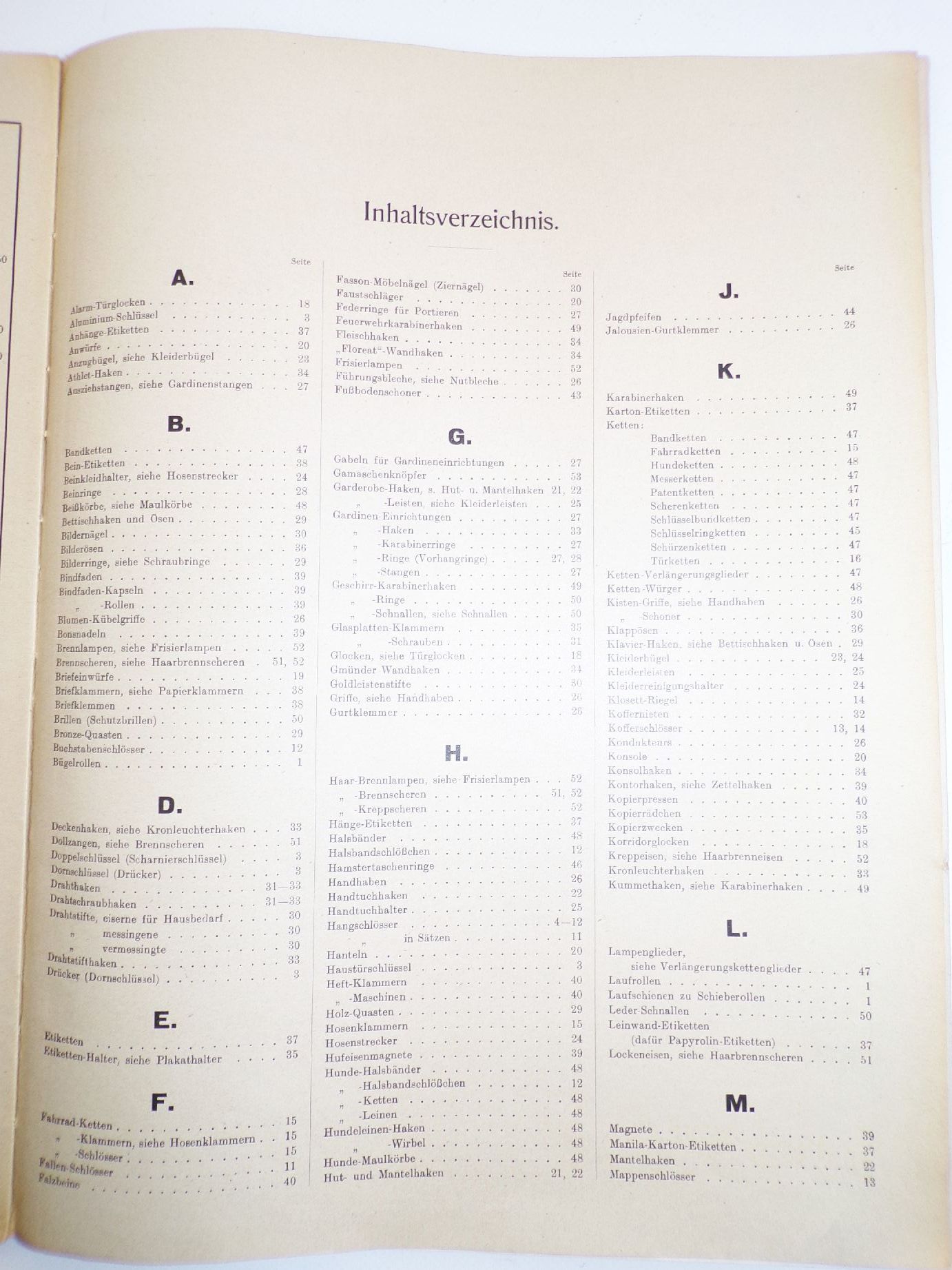Alter Katalog Belaco Kurzwaren Werkzeuge 1926 Schlösser Klingel Haken 
