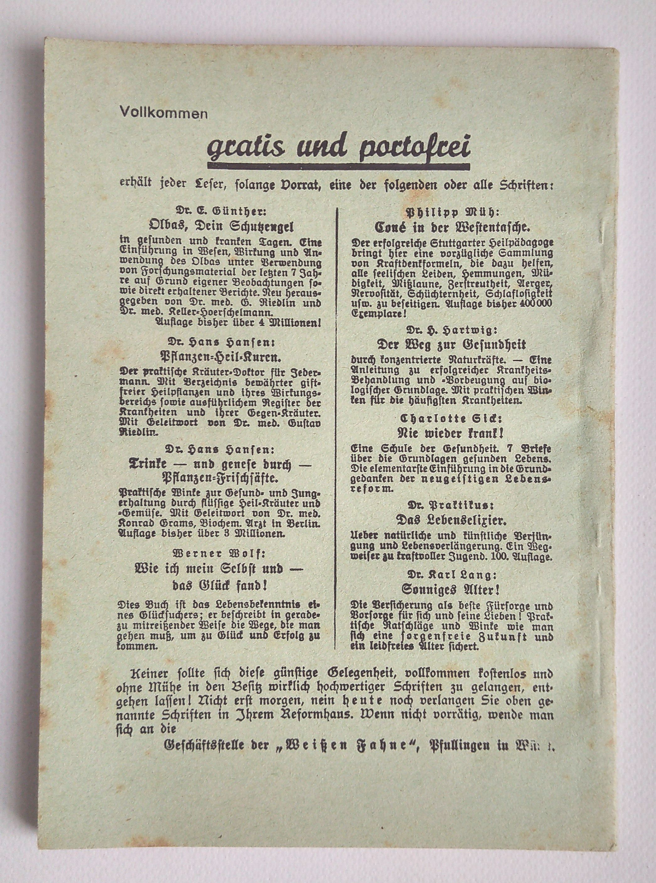 Kampf den lebensfeindlichen Erd Strahlen Dr W vom Bühl Broschüre Kampf den lebensfeindlichen Erd Strahlen Dr W vom Bühl Broschüre