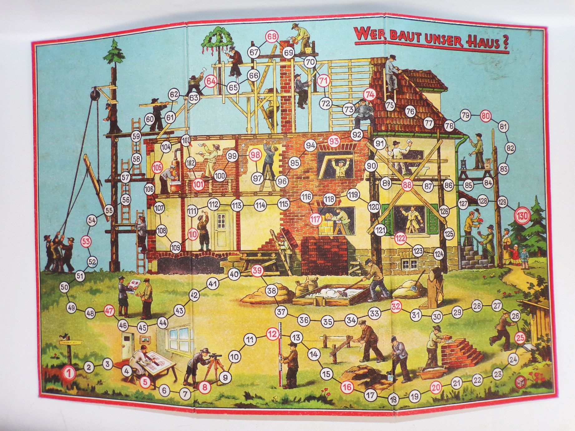 Altes Brettspiel Wer baut unser Haus Würfelspiel 