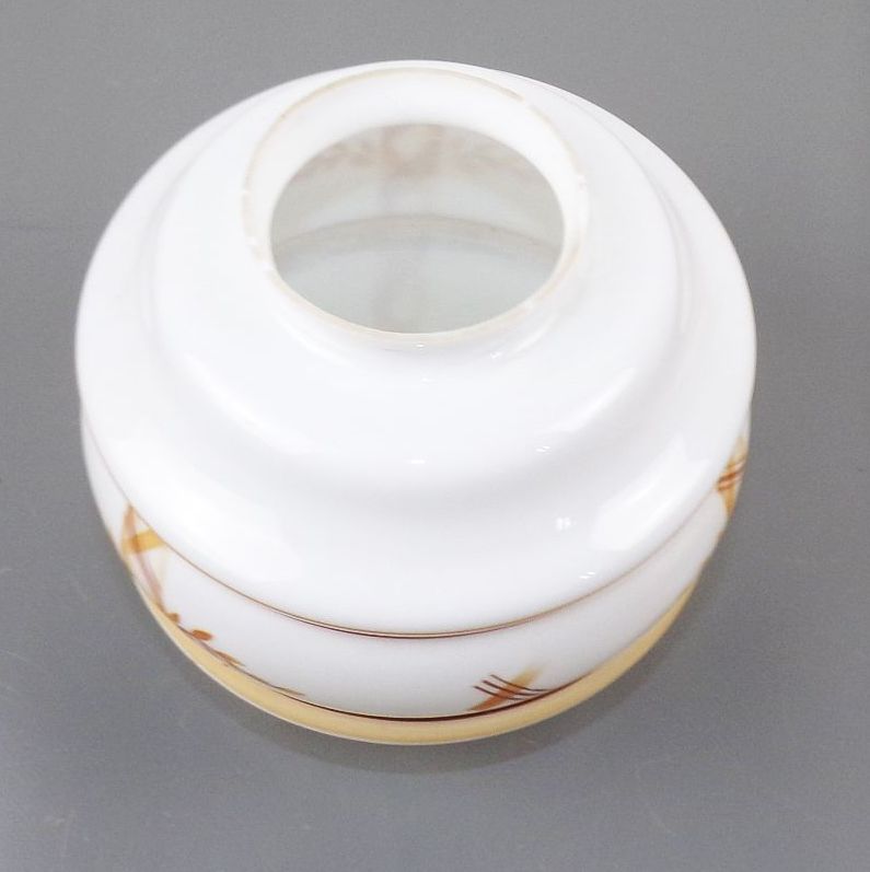 Alter Glas Lampenschirm Ersatzschirm Weiss Braun E27 Glasleuchte Spritzdekor