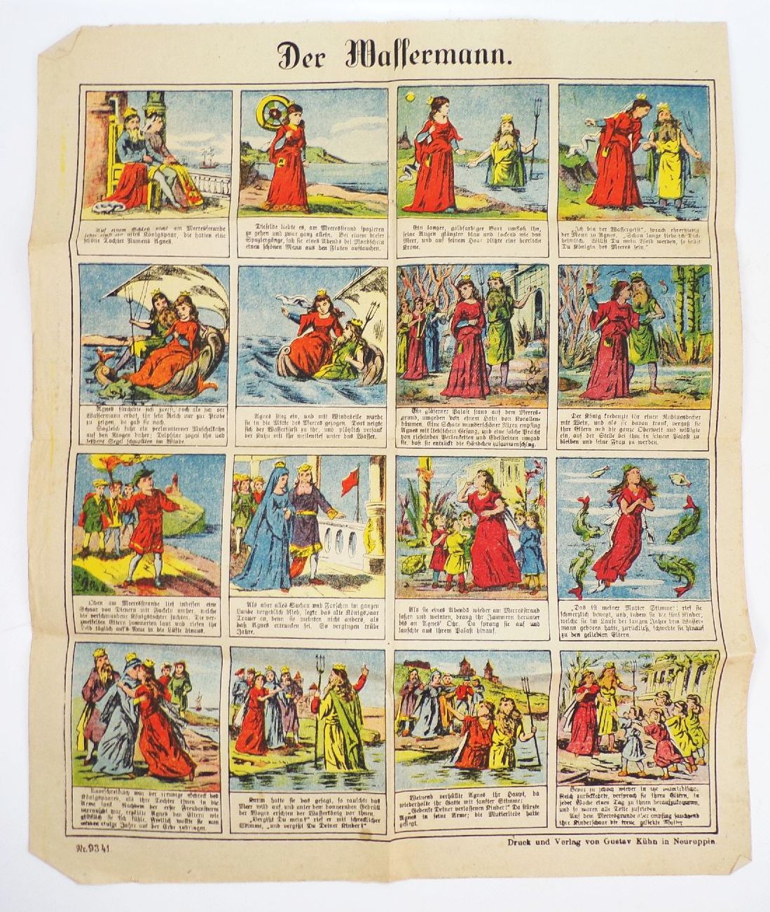 Alter Neuruppiner Bilderbogen Der Wassermann Gustav Kühn Neuruppin Druck 
