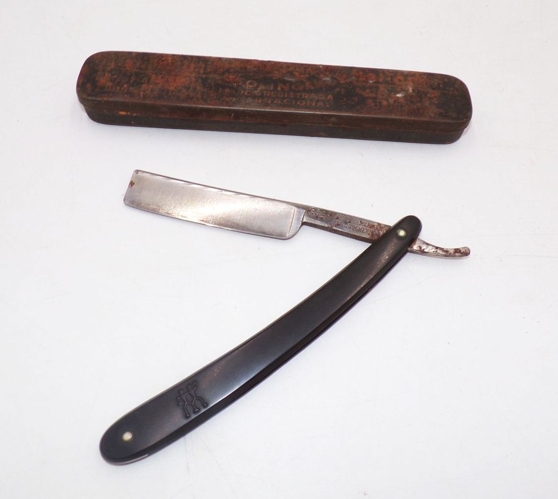 Altes Zwilling Rasiermesser Henckels Solingen mit Blechdose