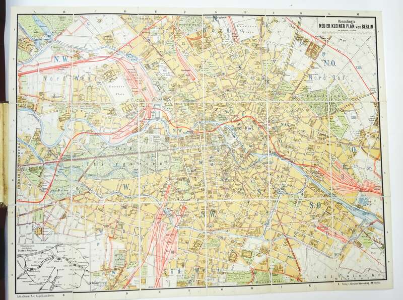 Kiesslings Neuer Plan von Berlin um 1900 Stadtplan Leinen 