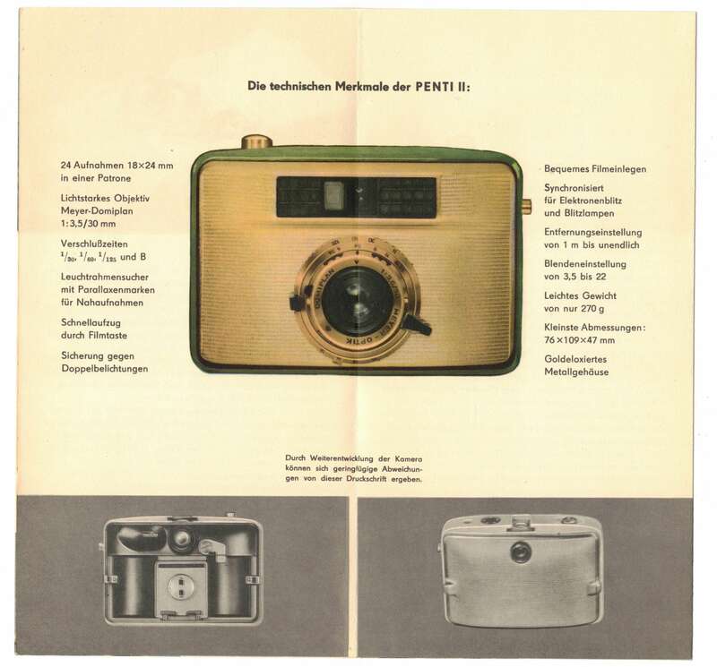 Penti II Prospekt 1961 Kamera Fotoapparat DDR 