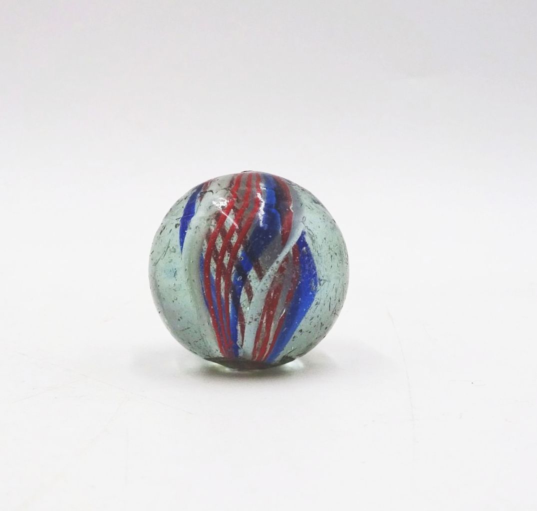 Alte Murmel Glas wohl Lauscha Swirl mit Abriss 34 mm Antik marble