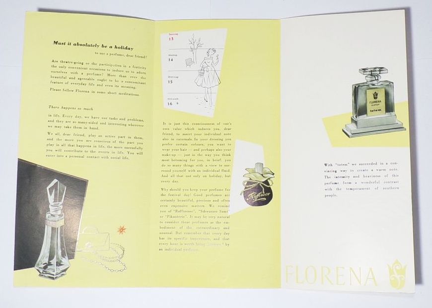 Florena 2 DDR Export Prospekte 1959 Parfum Rasierschaum