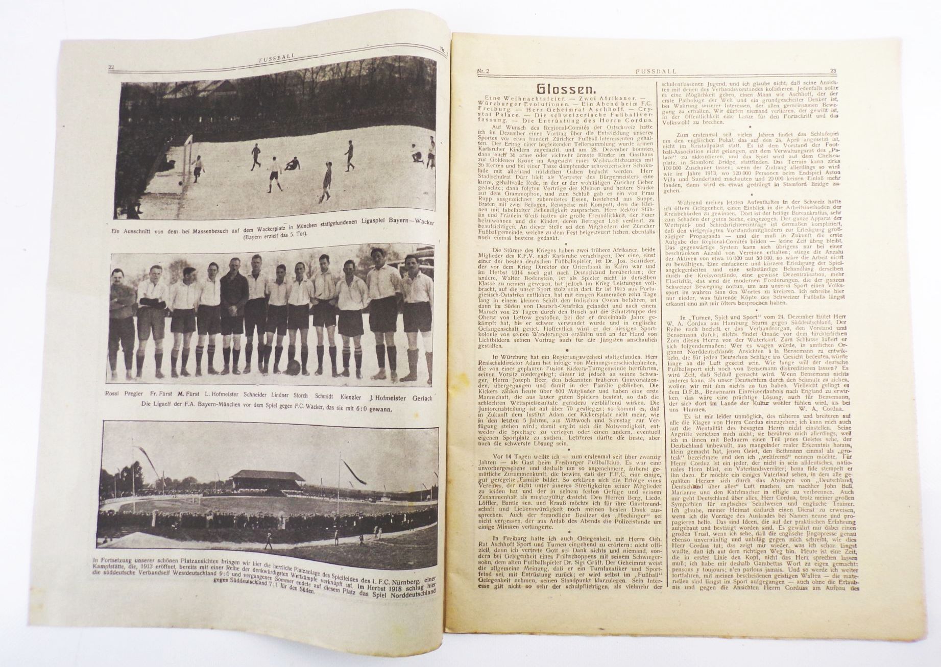 Fußball Zeitschrift Nummer 2 von 1920 Ligaspiele in Süddeutschland 