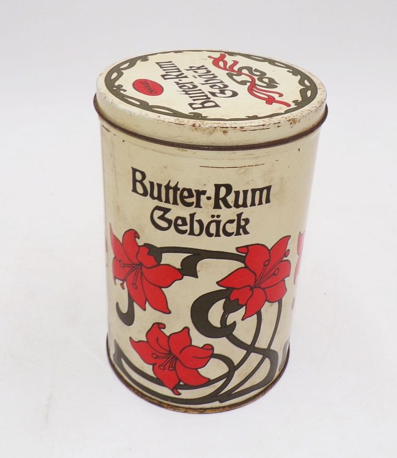 Alte Delikat Blechdose Butter Rum Gebäck DDR Deko Requisit Sammler