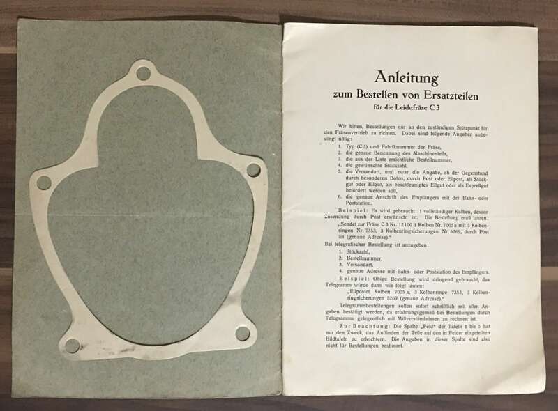 Betriebsanleitung Siemens Simar Leichtfräse C3 Ersatzteilliste