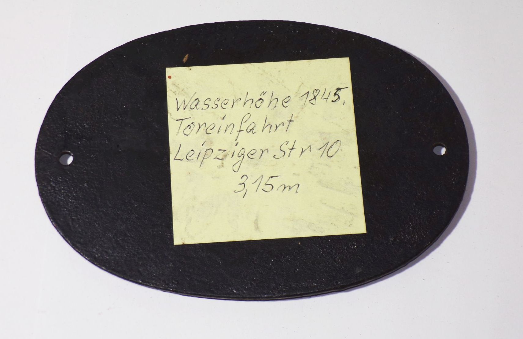 Schild 1848 Elbepegel Leipziger Straße Dresden Pieschen Gusseisen 