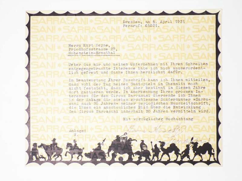 Konvolut Sarrasani Zirkus Briefköpfe 1933 bis 1941 Circus 