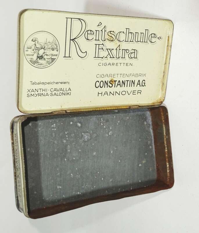 Blechdose Reitschule Extra Constantin AG Hannover um 1910