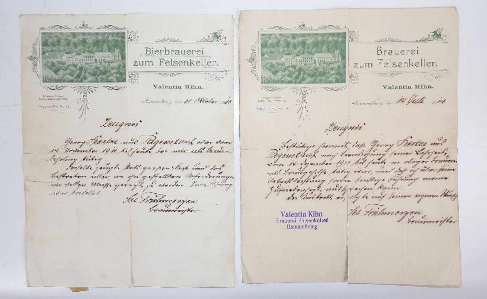 Litho Briefkopf Bierbrauerei zum Felsenkeller Hammelburg 1913 Brauerei 