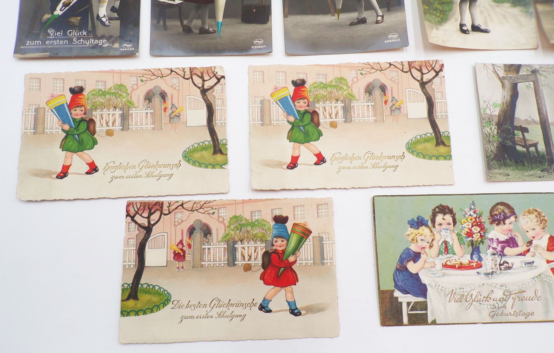 Konvolut Glückwunschkarten meist Schulanfang Ansichtskarten Kitsch