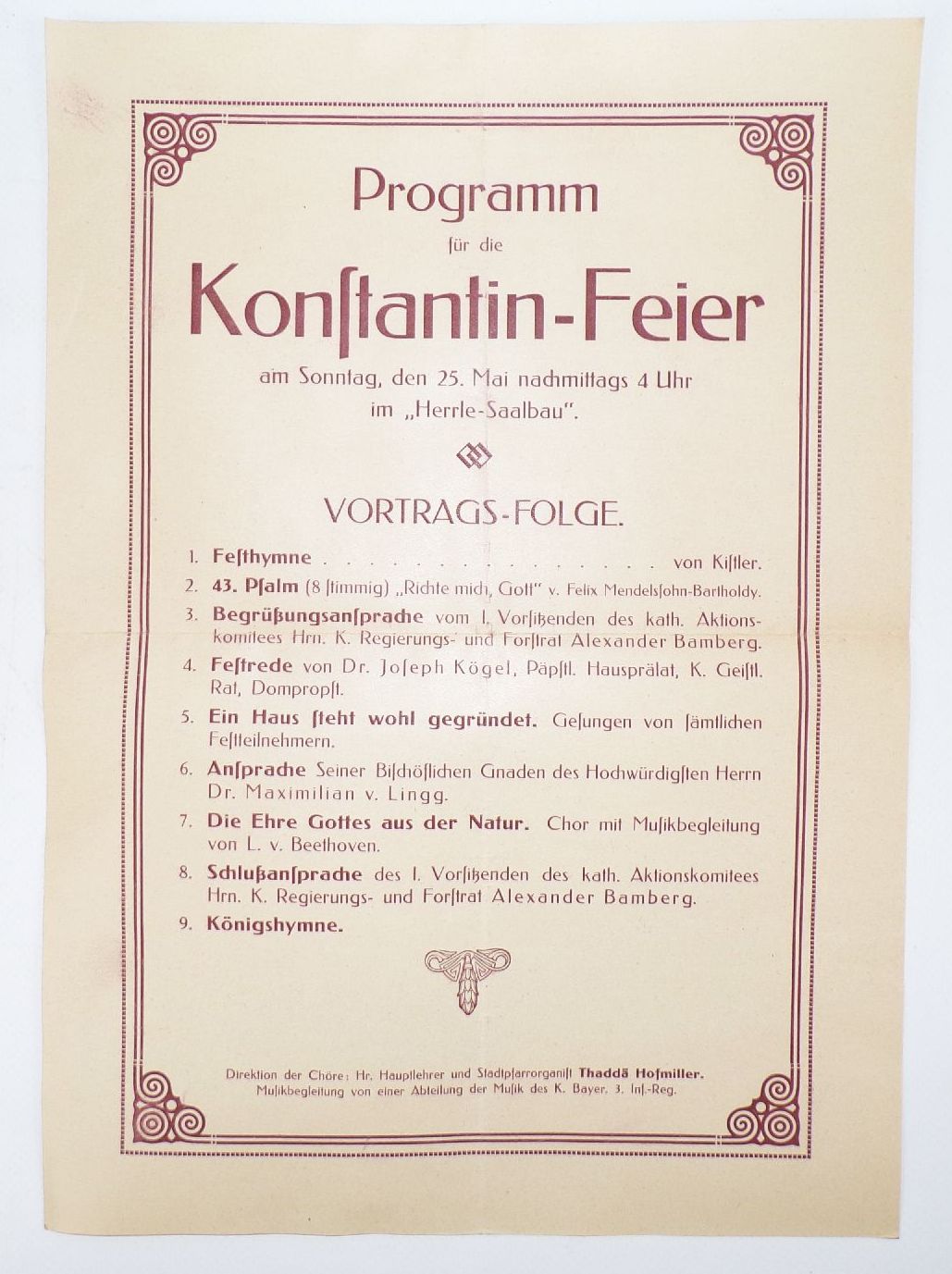 Ausgburg Programm Marianische Bürger Congregation 1901 Haupt und Titular Fest