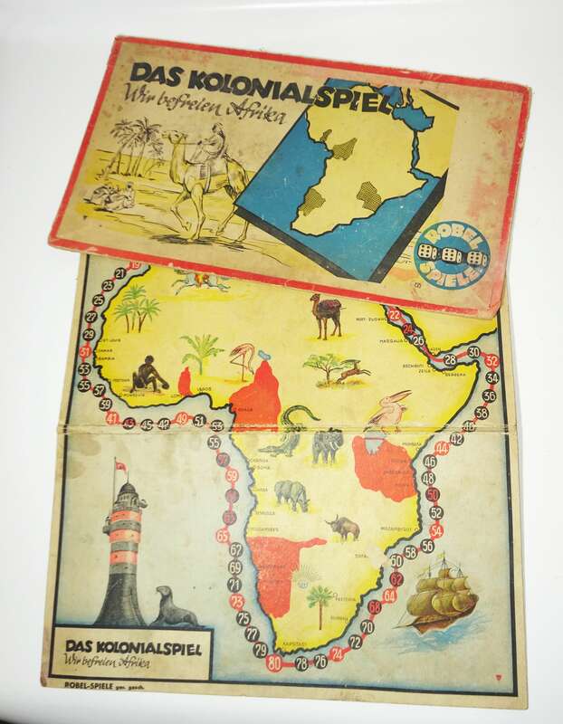 Altes Spielbrett Wir befreien Afrika Kolonial Brettspiel 1930er 