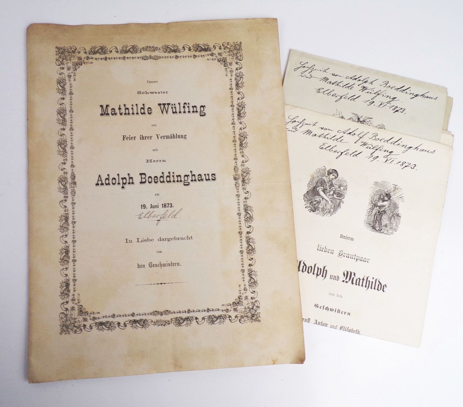 Hochzeitprogramme um 1890 Boeddinghaus Barmen Wuppertal Düsseldorf 