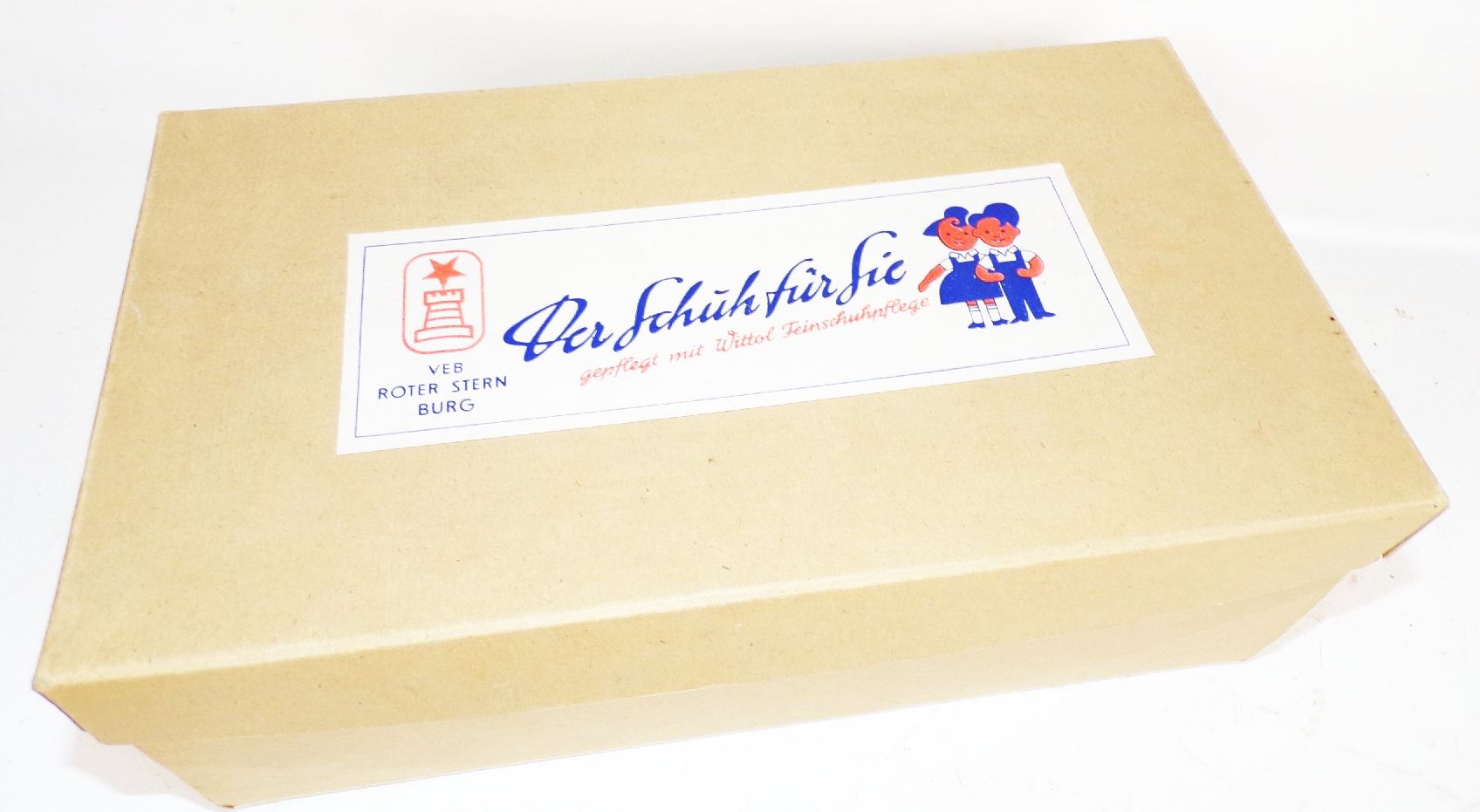 DDR Schuhe Roter Stern Burg Damenschuh Leder mit Karton Reklame