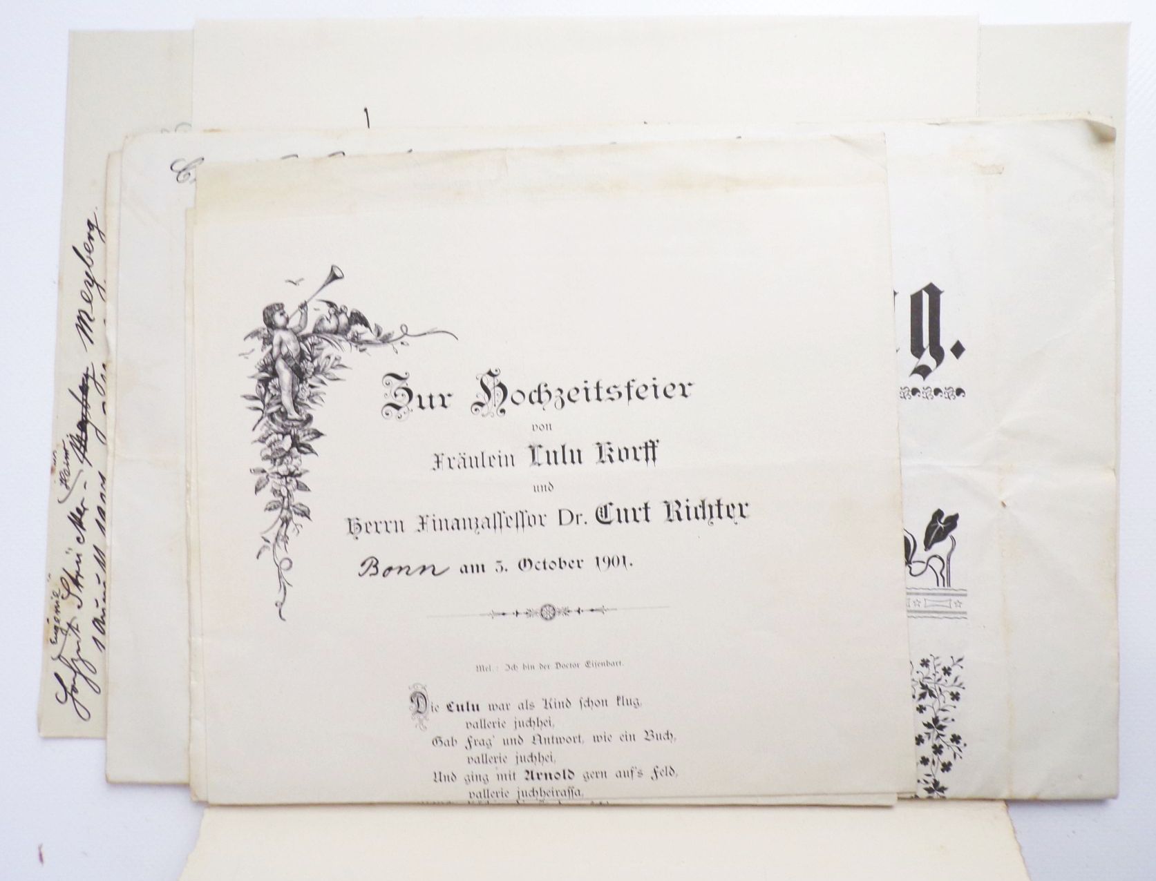 Hochzeitprogramme um 1890 Boeddinghaus Barmen Wuppertal Düsseldorf 