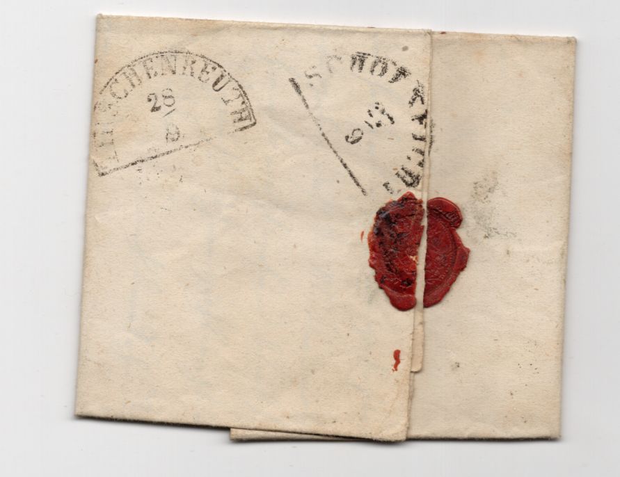 Bayern Brief 3 Kreuzer 1855 Mühlradstempel 398