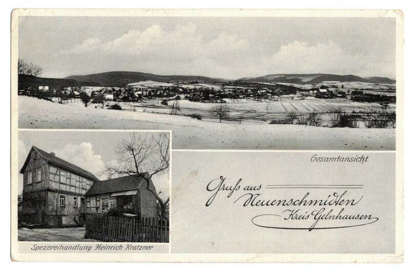 Ak Gruss aus Neuenschmidten Kreis Gelnhausen Spezereihandlung 1939