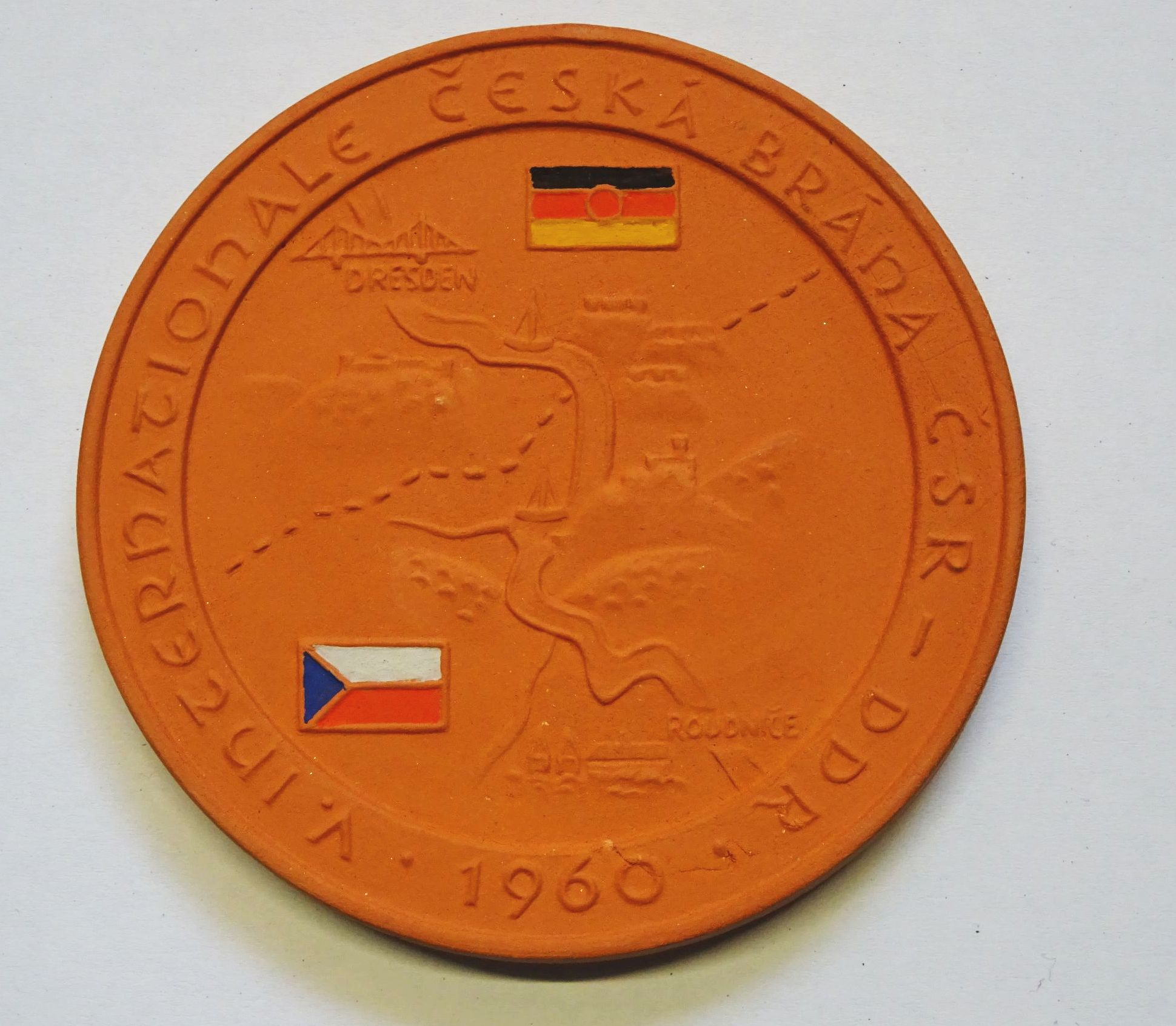 Porzellan Plakette Frieden Regatta Tschechoslowakei DDR Elbe 1960 