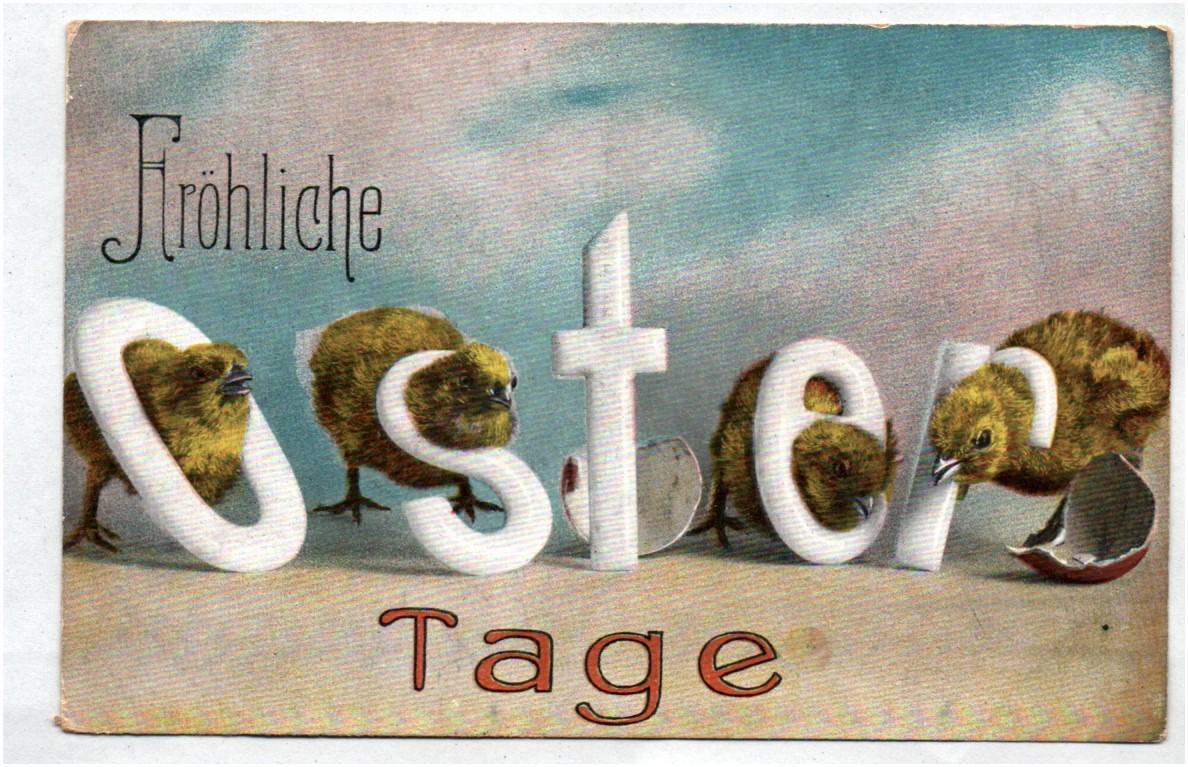 Ostern Ak Küken mit Buchstaben Osterfest 1911
