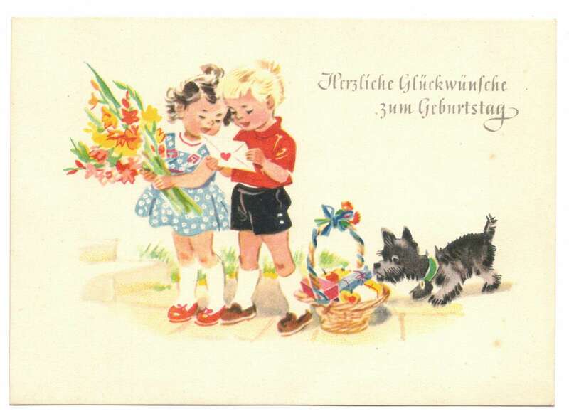 Ak Hanna Roth Schaberschul Geburtstag Kinder mit Hund 1959