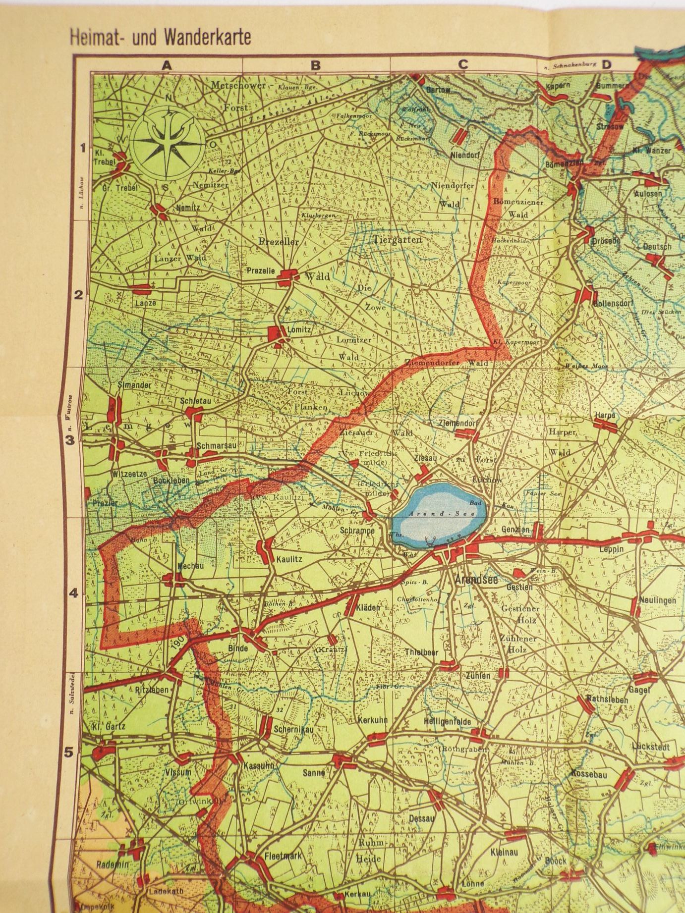 Heimat und Wanderkarte Kreis Osterburg 1950 Phönix