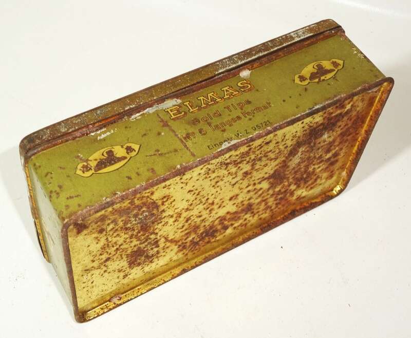 Jasmatzi Dresden Blechdose Elmas Grün um 1900 Zigarettedose tin box