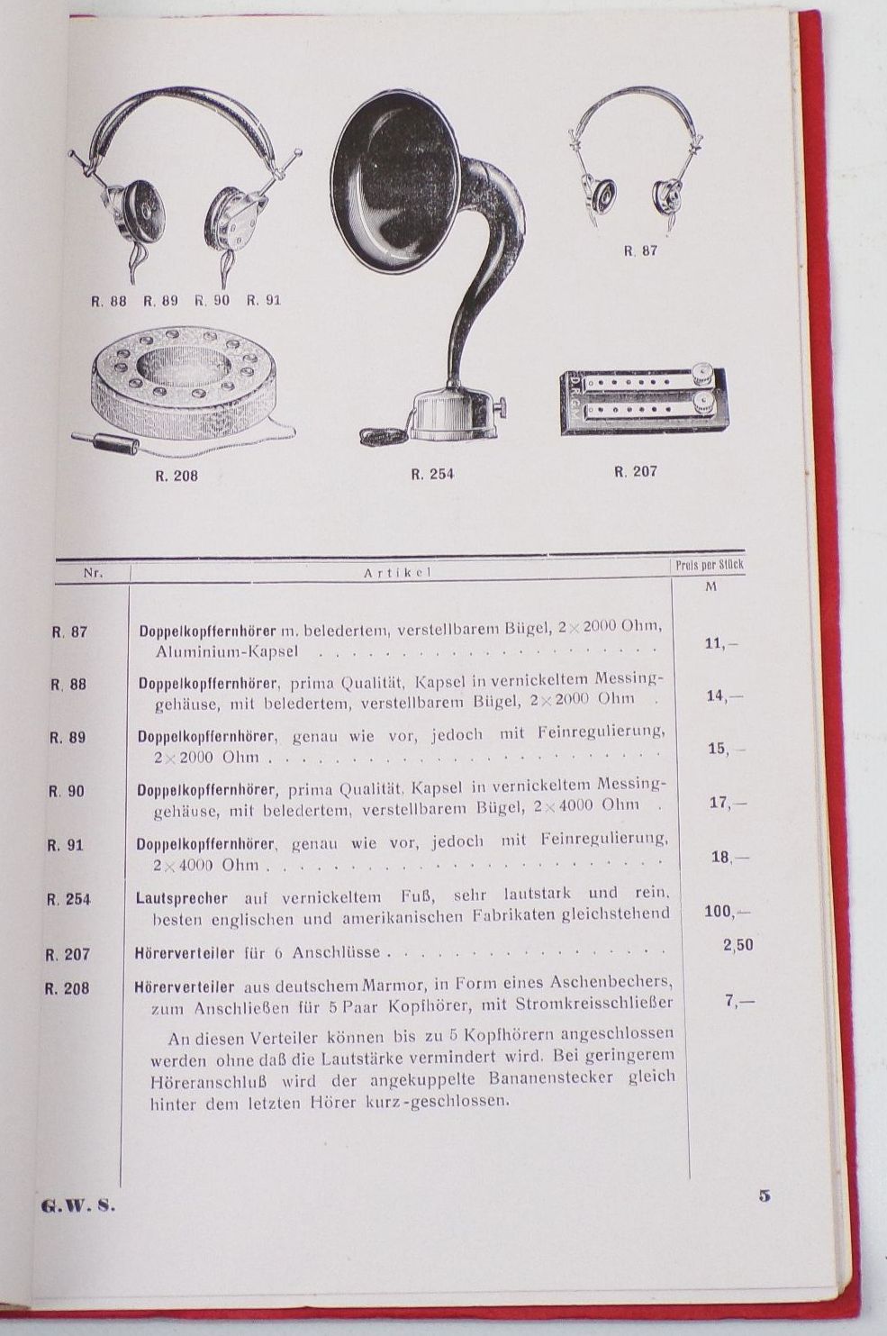 Alter Radio Katalog Gustav Wolff Söhne AG Berlin Detektor Röhren Zubehör