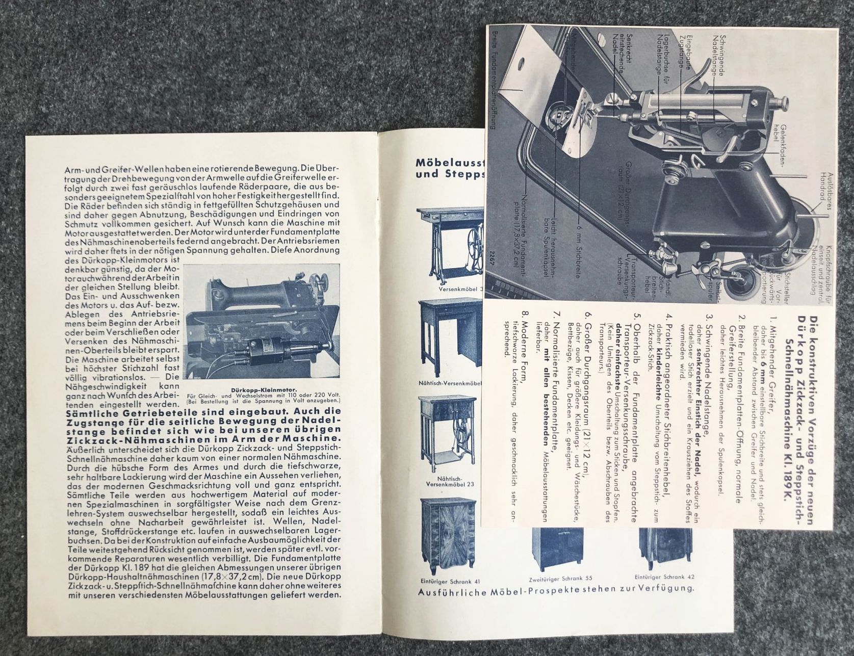 Dürkopp Die neue Zickzack und Steppstich Schnellnähmaschine alter Prospekt