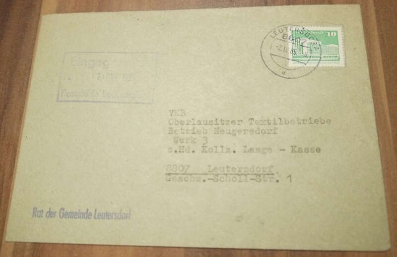 Brief DDR Rat der Gemeinde Leutersdorf Sachsen 1985