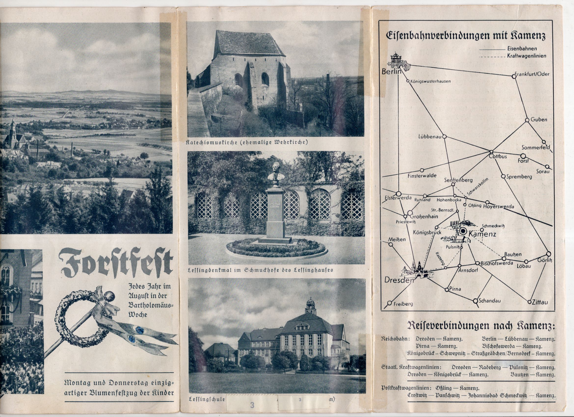 Altes Reiseprospekt Kamenz in Sachsen 1937 Forstfest Altes Reiseprospekt Kamenz in Sachsen 1937 Forstfest