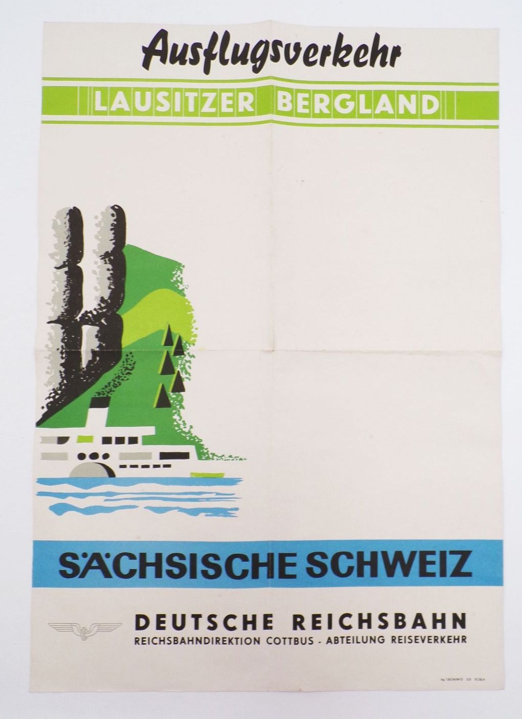 Plakat Deutsche Reichsbahn Sächsische Schweiz 1969 Cottbus Lausitzer Bergland