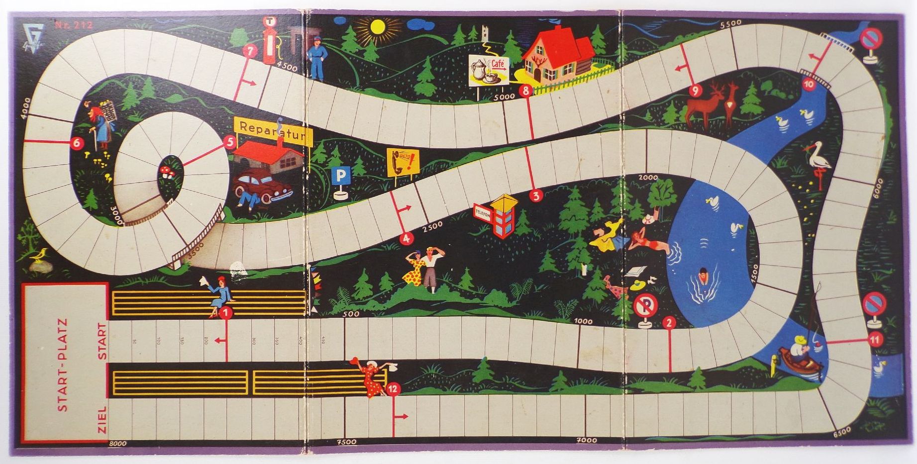 Gräfe Brettspiel Autorennen wie noch nie Würfelspiel um 1950 DDR Gräfe Brettspiel Autorennen wie noch nie Würfelspiel um 1950 DDR