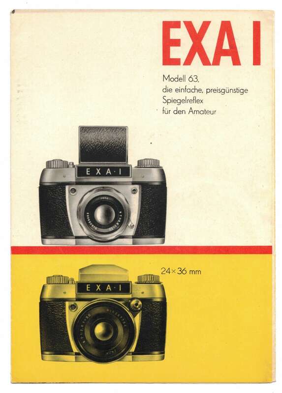 Prospekt Exa I Modell 63 Spiegelreflexkamera 1961 DDR