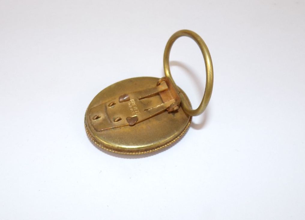 Alte Brosche mit Mosaik Blumen Tuchhalter Schalhalter Clip 