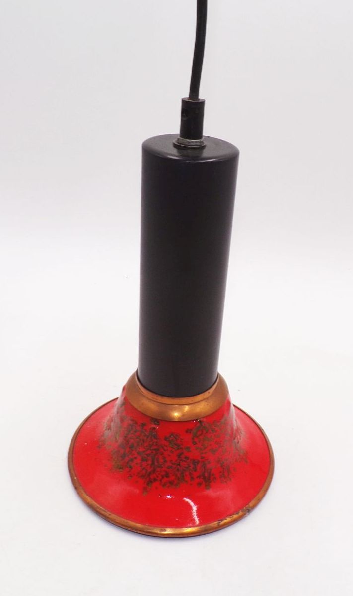 Alte Emaille Deckenleuchte Rot E27 Lawa Optik Retro Look 