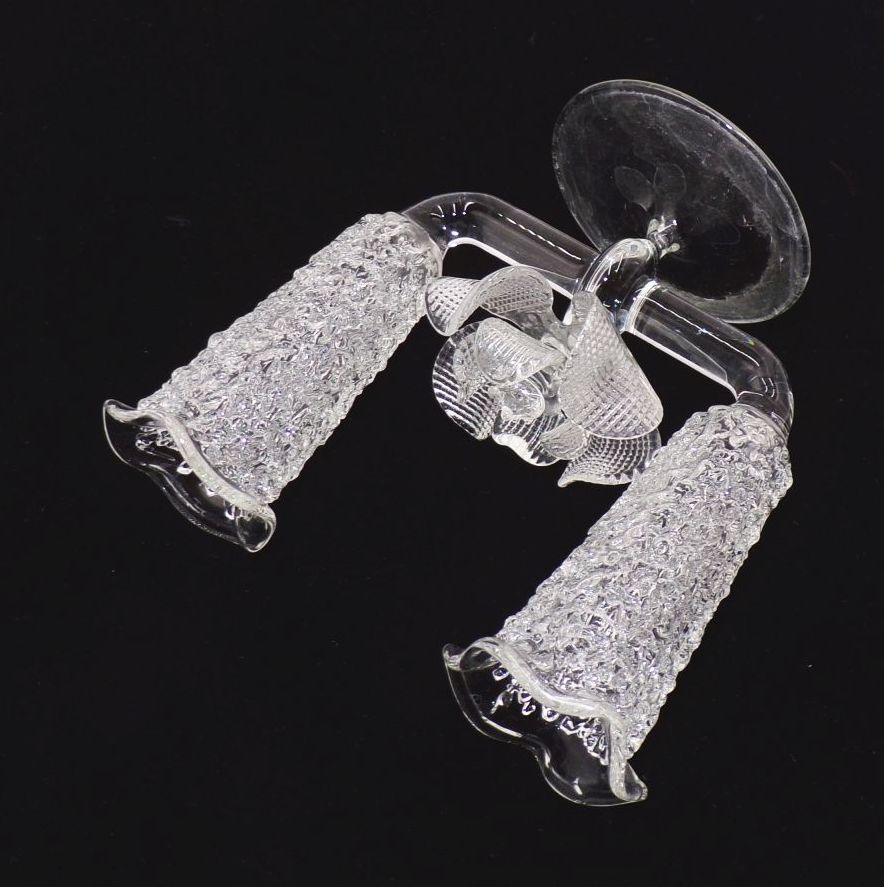 Alte Vase 2armig transparent Doppelvase Blumenvase Alte Vase 2armig transparent Doppelvase Blumenvase