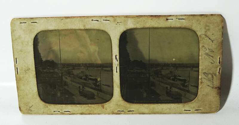 Stereofoto Dampfschiffe Anlegestelle Dresden Elbe Dampfer um 1900