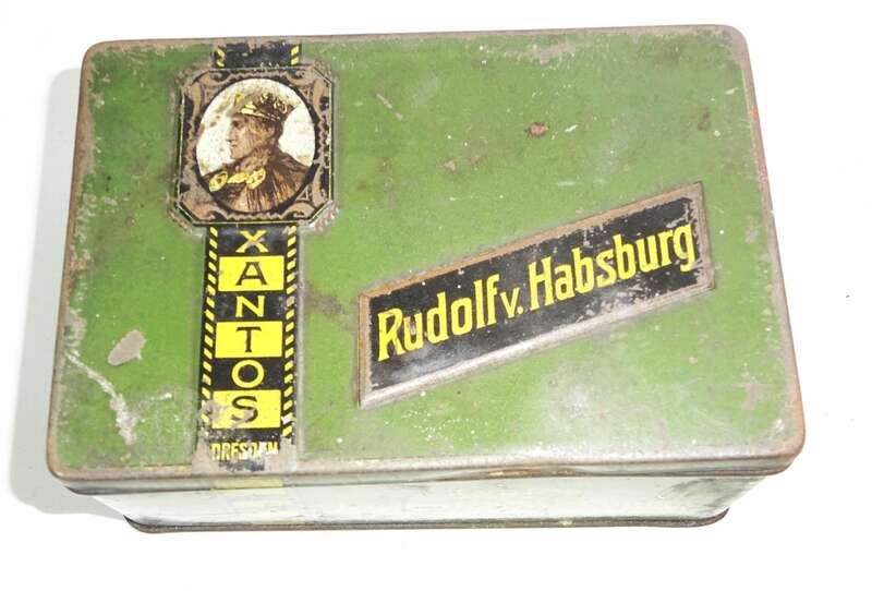 Alte Blechdose Rudolf von Habsburg Xantos Dresden 100er Zigaretten 