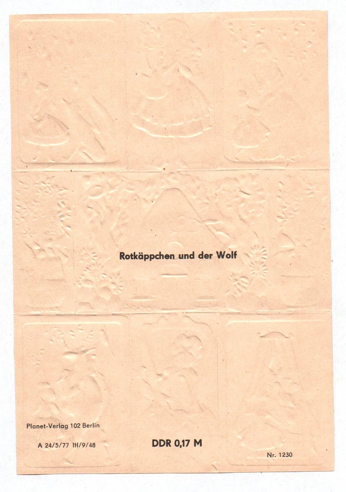 Oblaten Bogen Rotkäppchen und der Wolf Märchen Planet Verlag 1977 scraps Oblaten Bogen Rotkäppchen und der Wolf Märchen Planet Verlag 1977 scraps