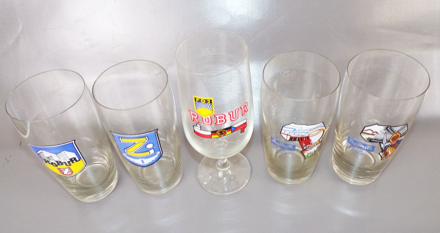 Gläser Set Robur DDR Zittau Auto PKW Kfz Oldtimer 5 Stück Glas 